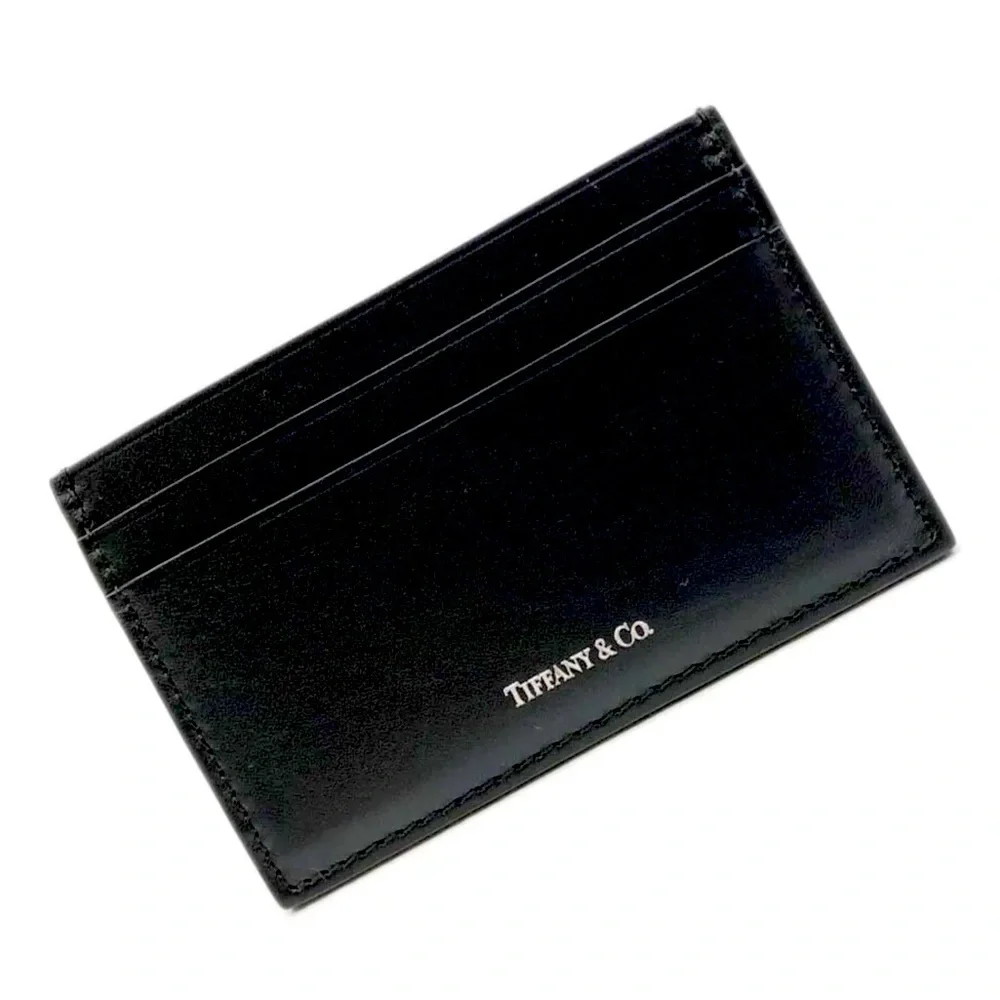 BNIB Rare Brand New! Tiffany & Co. Calfskin Leather Logo Card Holder Case Unisex - Picture 4 of 11